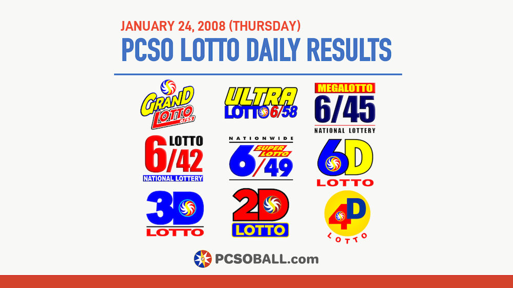 January 24, 2008 (Thursday) PCSO Lotto Results